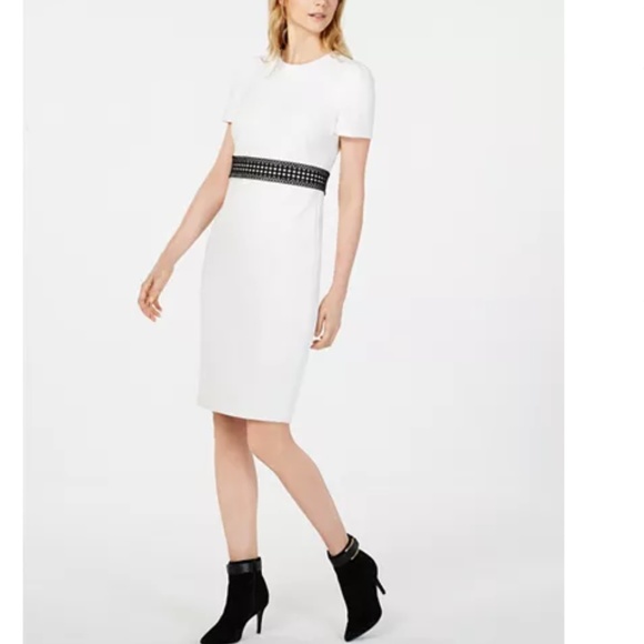 Calvin Klein Dresses & Skirts - NWT! Calvin Klein Lace Stretchy White Midi Dress